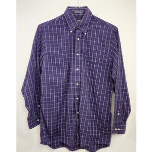 Arrow Button-Down Shirt, Neck Size 15, purple checkered